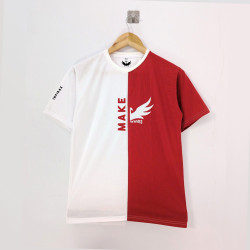 White Red Make Wave Colourblock T-Shirt