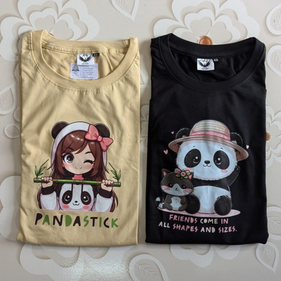 2 x Women Oversized T-shirts Combo (Pandastick + CatiPanda)