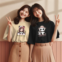 2 x Women Oversized T-shirts Combo (Pandastick + CatiPanda)
