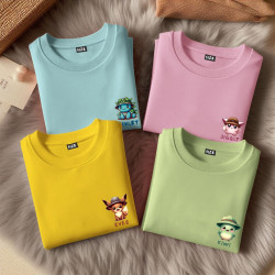 Set of 4 Women Pocket Print Regular T-shirts 