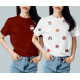Pack of 2 Women Graphic Print Round Neck Cotton Blend Multicolor T-Shirt