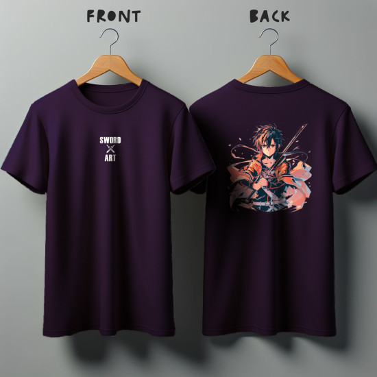 Sword Art Kazuto Kirigaya Purple Regular Fit T-shirt Sword Art Kazuto Kirigaya Purple Regular Fit T-shirt