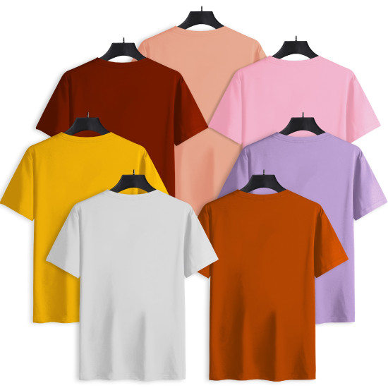 Women Kawaii Combo of 7 Candy Color T-shirts V2