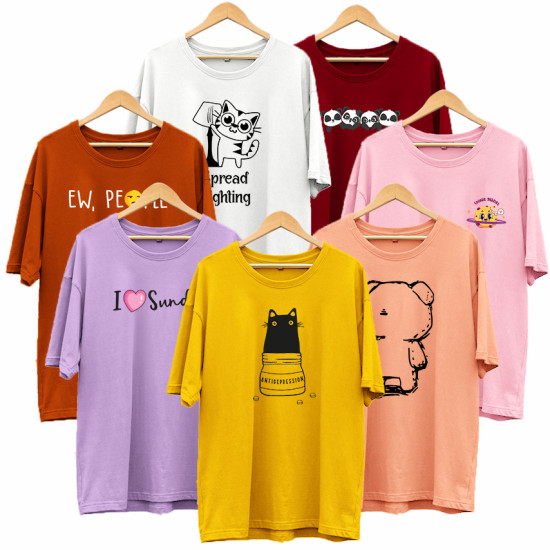 Women Kawaii Combo of 7 Candy Color T-shirts V2 Women Kawaii Combo of 7 Candy Color T-shirts V2
