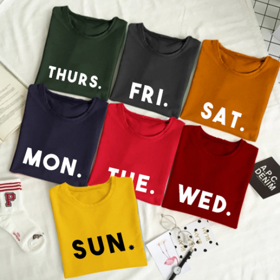 7 Weekdays Cotton T-shirts Combo