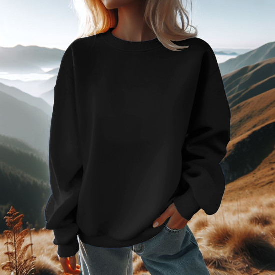 Winter Women Fleece Solid Sweatshirt