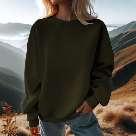 Winter Women Fleece Solid Sweatshirt