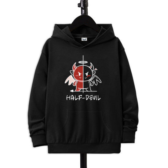 Half Devil Premium Cotton Black Hoody