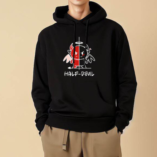 Half Devil Premium Cotton Black Hoody