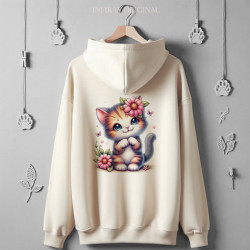 Whiskers & Bloom Off White Women Hoody