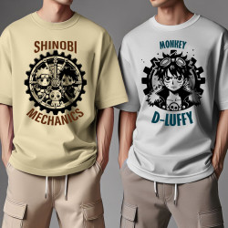 2x Combo T-shirts Anime T-shirts D-Luffy & Shinobi Mechanics