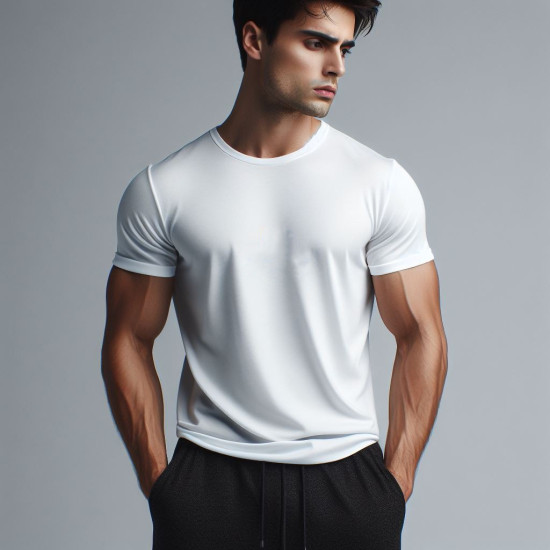 Men Plain Polyester T-Shirt