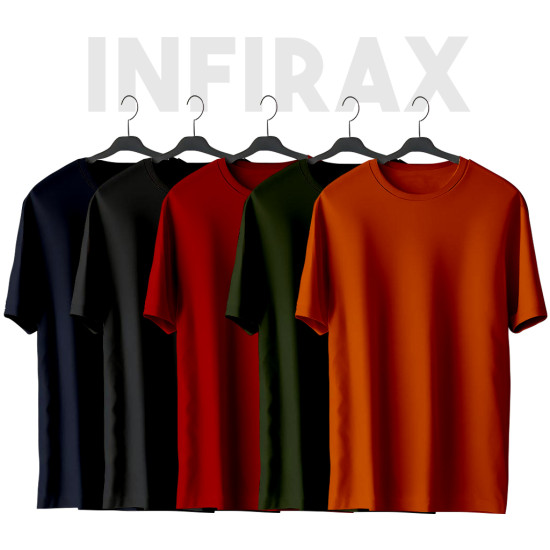 Solid T-shirts Dark Combo of 5