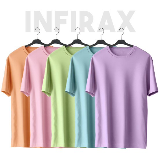 Solid T-shirts Pastel Combo of 5
